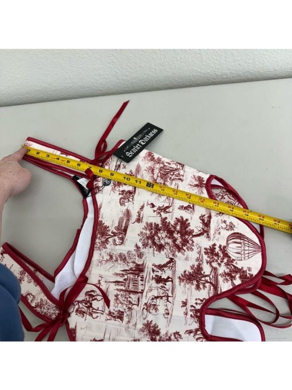 Red Toile Corset Crop Top - Picture 6 of 6